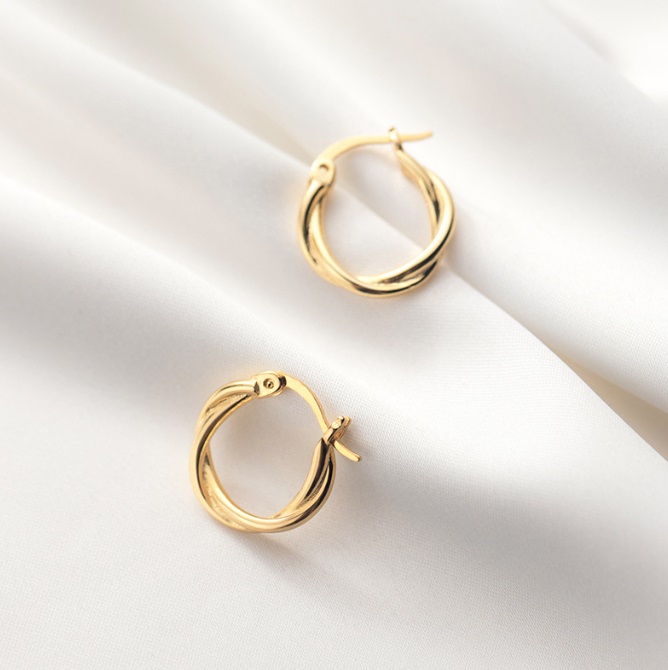 925 Sterling Silver Twisted Plain Hoop Earrings